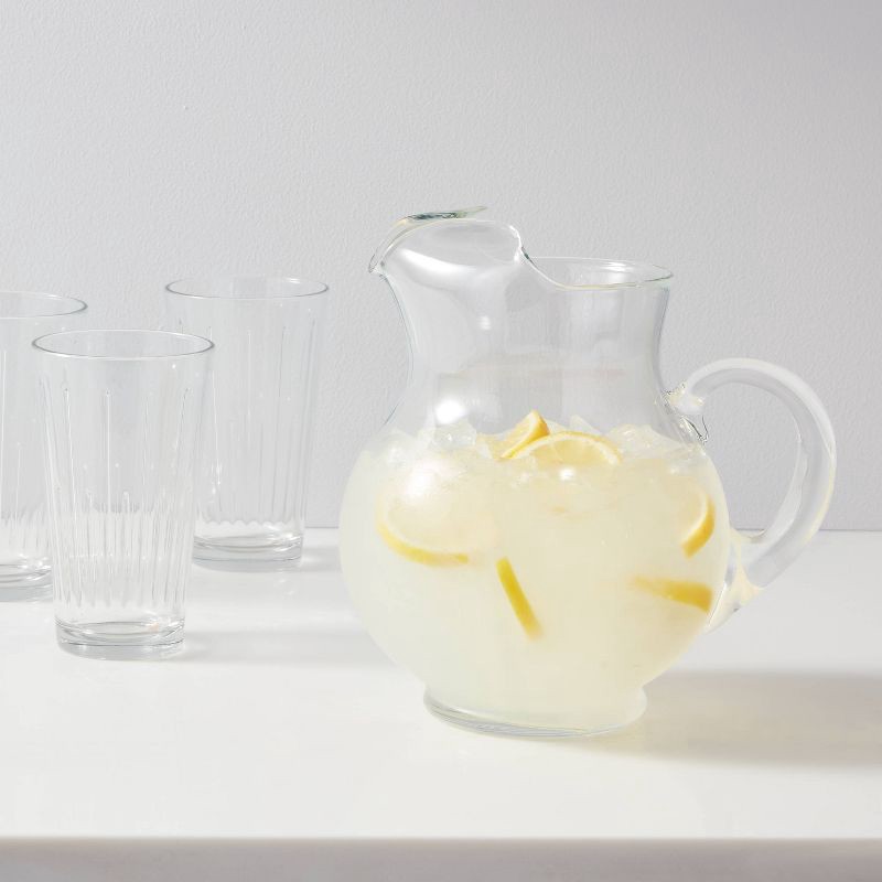 slide 2 of 3, 90.6 fl oz Glass Round Pitcher with Handle - Threshold™: Traditional Clear Beverage Server, BPA & Lead-Free, 90.6 fl oz