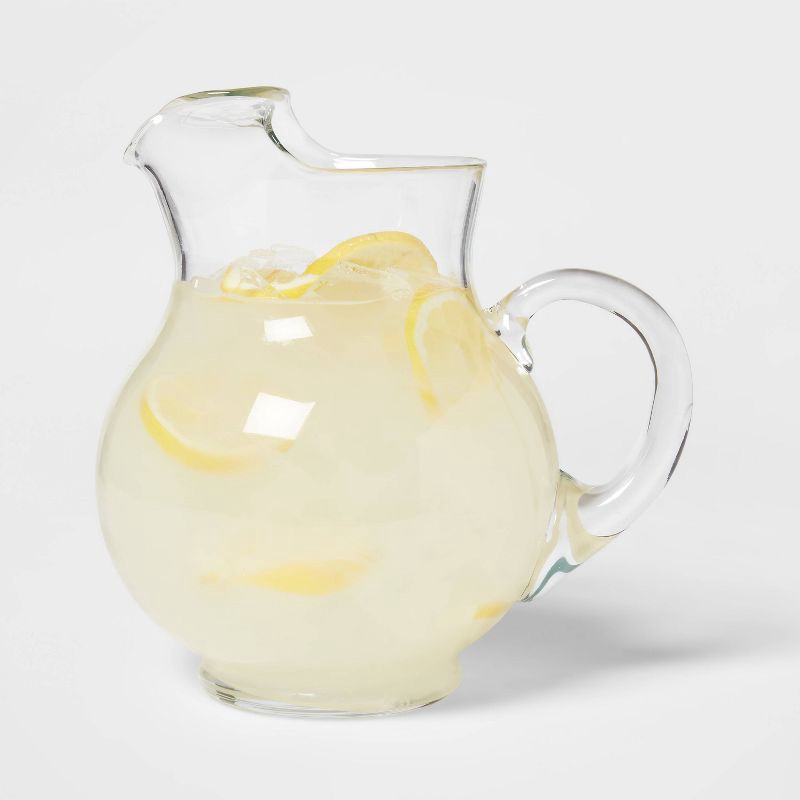 slide 3 of 3, 90.6 fl oz Glass Round Pitcher with Handle - Threshold™: Traditional Clear Beverage Server, BPA & Lead-Free, 90.6 fl oz