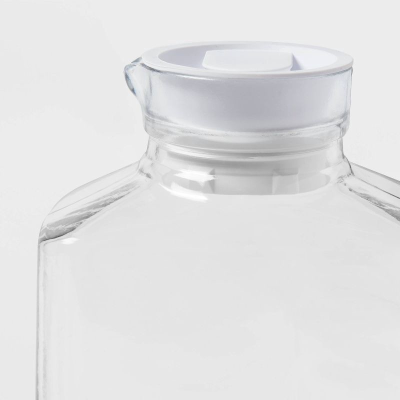 slide 3 of 3, 64oz Glass Straight Side Pitcher with Lid - Threshold™: Dishwasher-Safe Drink & Water Pitcher, Juice Container, 64 oz
