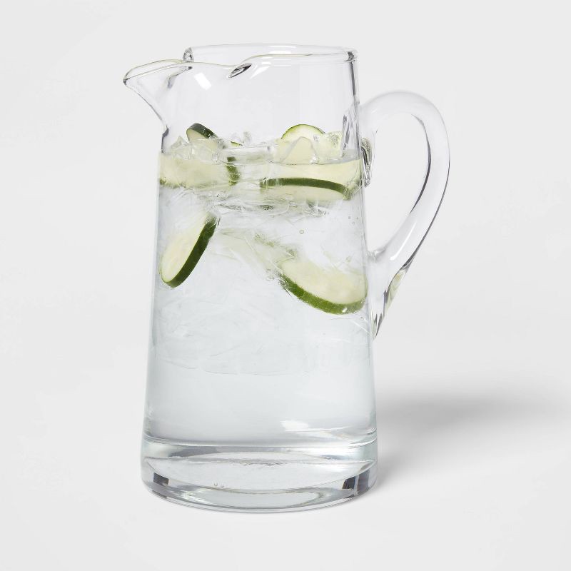 slide 3 of 3, 90 fl oz Glass Tall- Pitcher with Handle - Threshold™: Traditional Clear Drink Server, Lead-Free, 90 fl oz