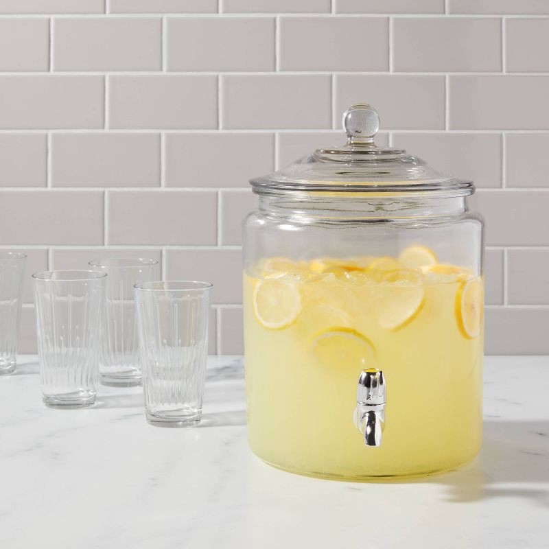 slide 2 of 4, 8qt Glass Beverage Dispenser - Threshold™: Traditional Glass Drink Server, Dishwasher-Safe, Hot/Cold Use, 8 qt