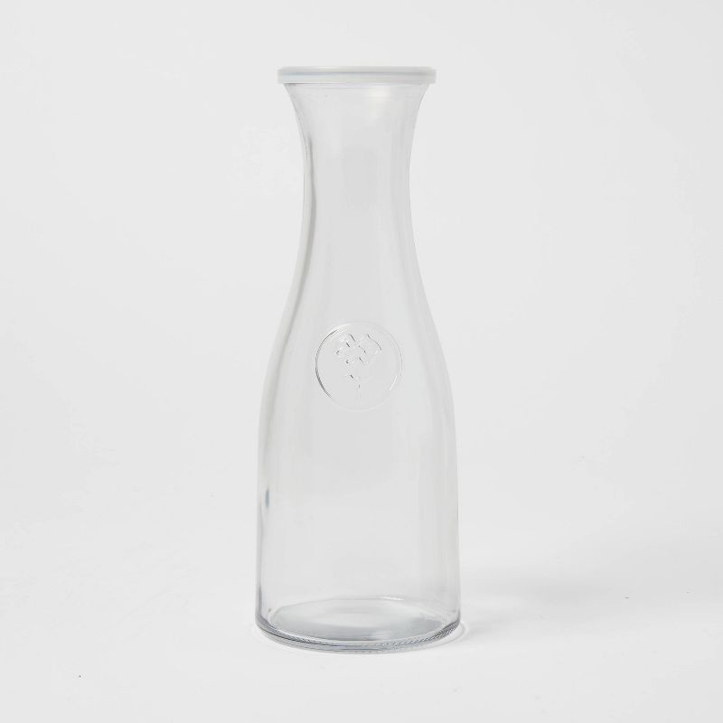 slide 1 of 3, 32oz Glass Carafe with Lid - Threshold™: Dishwasher-Safe Juice Container, Traditional Style, Cold Beverage Server, 32 oz