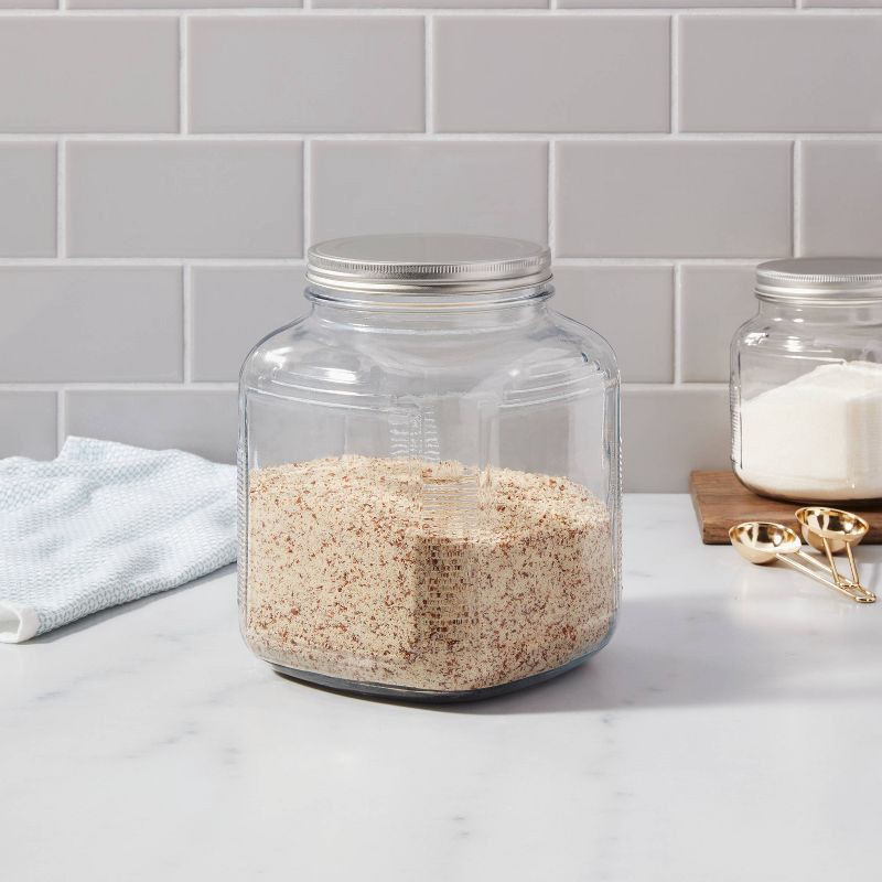 slide 2 of 3, 128oz Glass Jar with Metal Lid - Threshold™: Clear Glass Food Storage Container, Stainless Steel Lid, Hand Wash, 128 oz