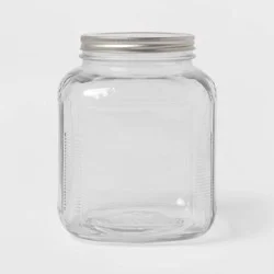 128oz Glass Jar with Metal Lid - Threshold™: Clear Glass Food Storage Container, Stainless Steel Lid, Hand Wash
