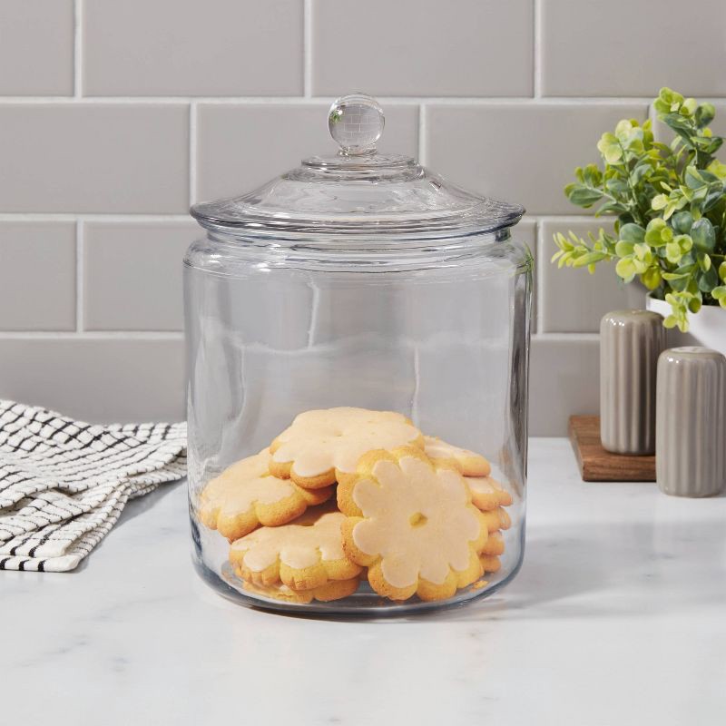 slide 2 of 3, 138oz Glass Jar and Lid - Threshold™: Clear Glass Container, Cookie & Candy Storage, Hand Wash, 9.54" Height, 138 oz