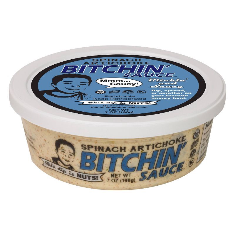 slide 3 of 3, Bitchin' Sauce Spinach Artichoke Almond Dip - 7oz, 7 oz
