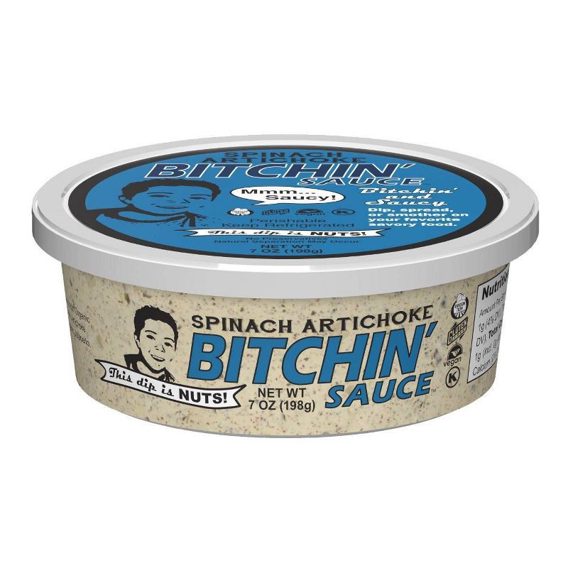 slide 1 of 3, Bitchin' Sauce Spinach Artichoke Almond Dip - 7oz, 7 oz