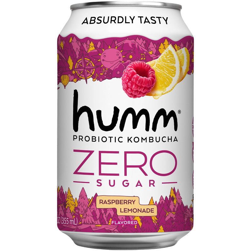 slide 1 of 1, Humm Kombucha Humm Zero Sugar Raspberry Lemonade Probiotic Kombucha - 12 fl oz, 12 fl oz