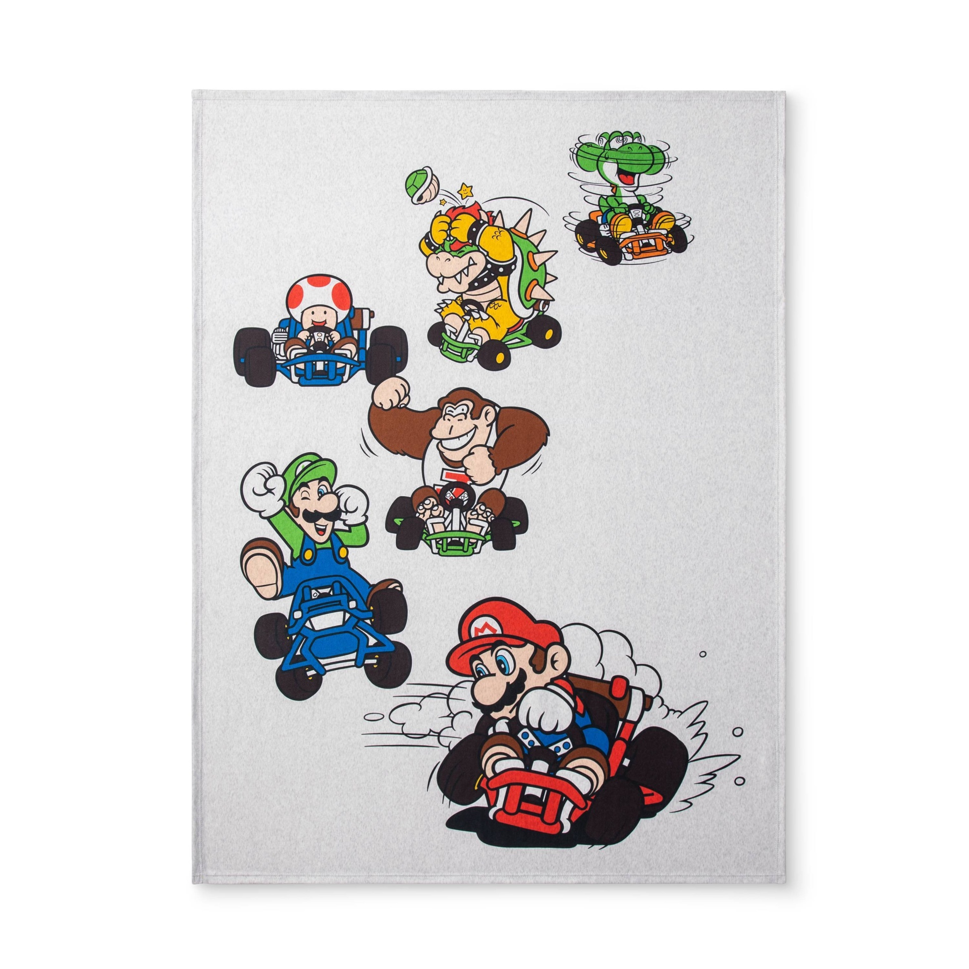 slide 1 of 1, Nintendo Mario Drive to Win Throw Blanket Gray, 1 ct