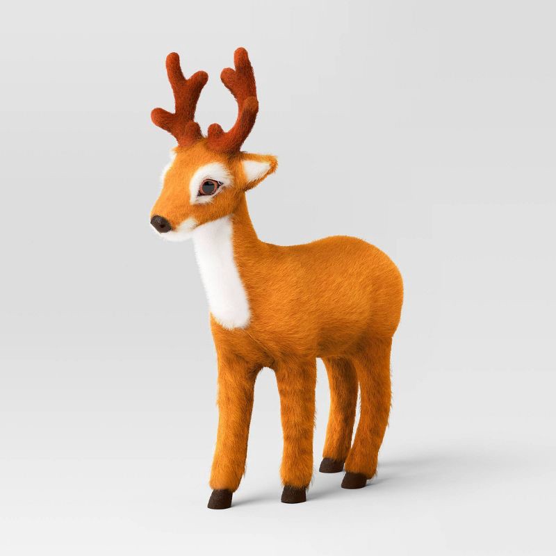 slide 5 of 5, 3ct Faux Fur Deer Set Decorative Christmas Figurines Brown - Wondershop™, 3 ct