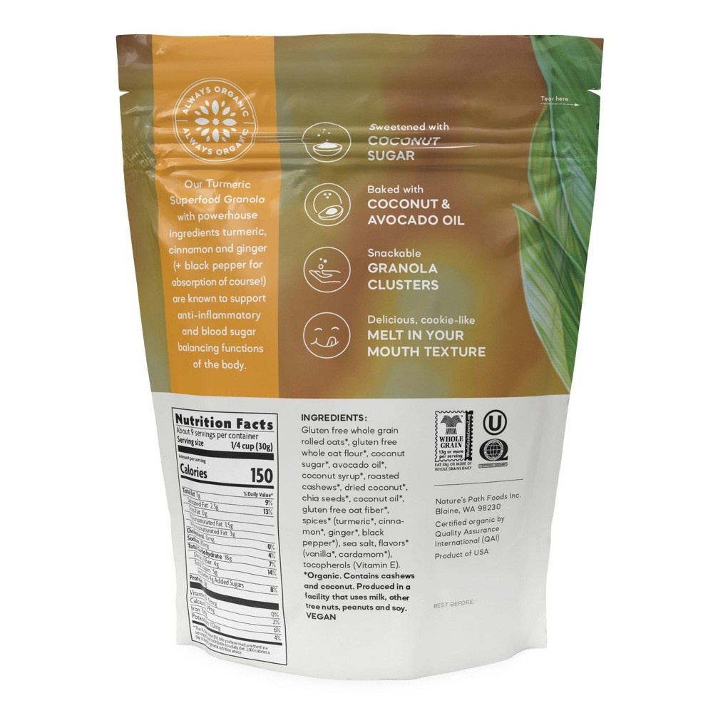 slide 3 of 5, Nature's Path Golden Turmeric Superfood Granola, 9.5 oz