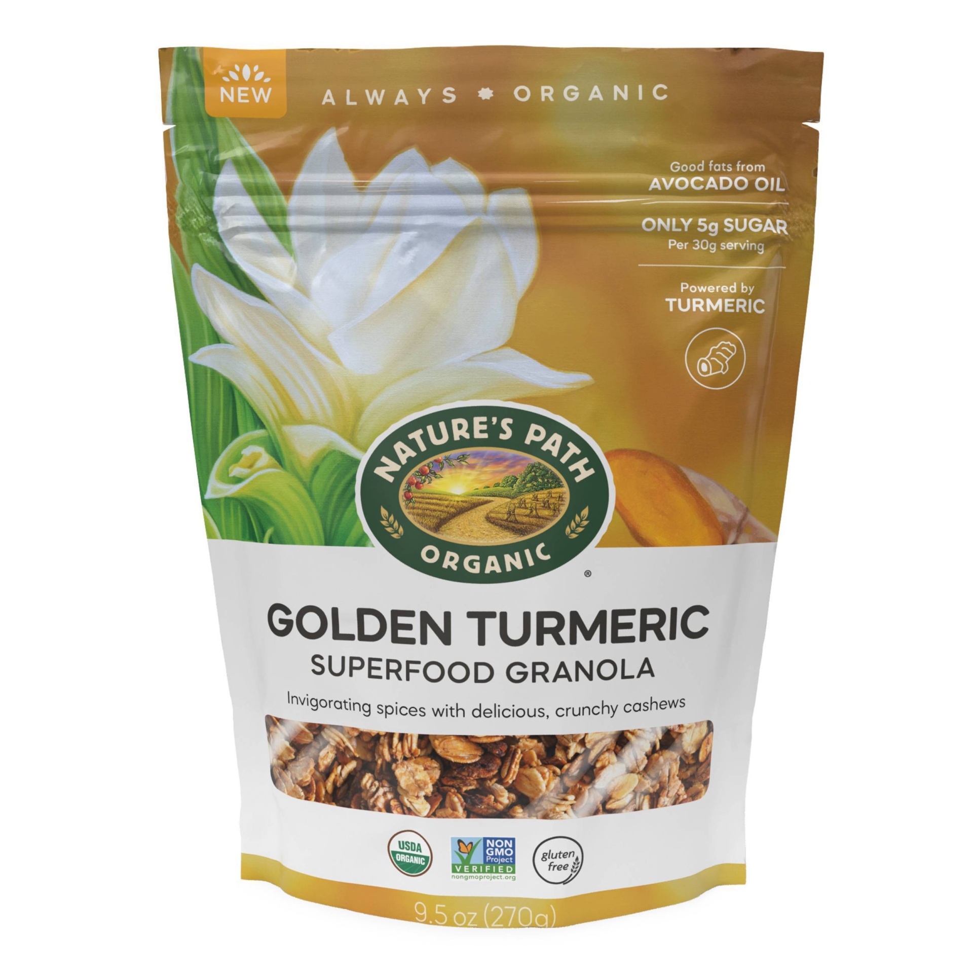 slide 1 of 5, Nature's Path Golden Turmeric Superfood Granola, 9.5 oz