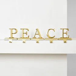 5pk Metal PEACE Gold Christmas Stocking Holder - Wondershop