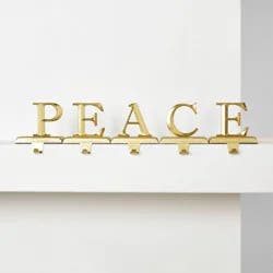 5pk Metal PEACE Gold Christmas Stocking Holder - Wondershop