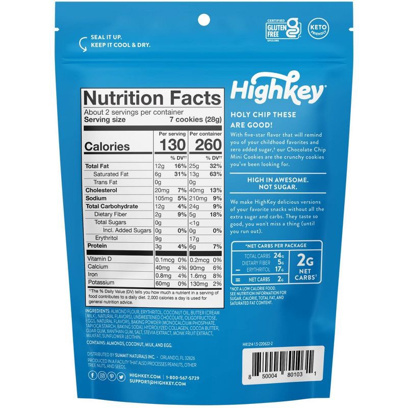 slide 2 of 6, HighKey Chocolate Chip Mini Cookies - 2oz, 2 oz