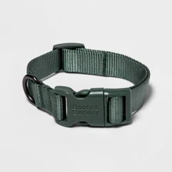 Basic Dog Adjustable Collar with Color Matching Buckle - S - Green - Boots & Barkley™