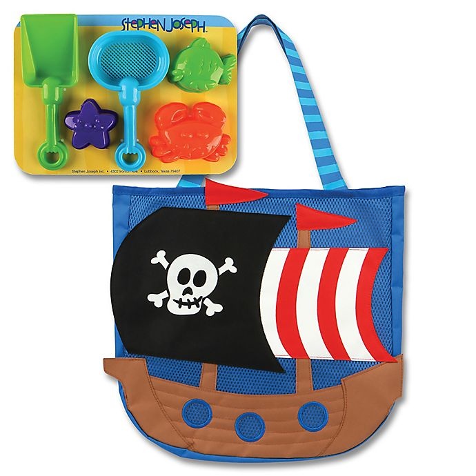 slide 1 of 2, Stephen Joseph Pirate Beach Tote - Blue, 1 ct