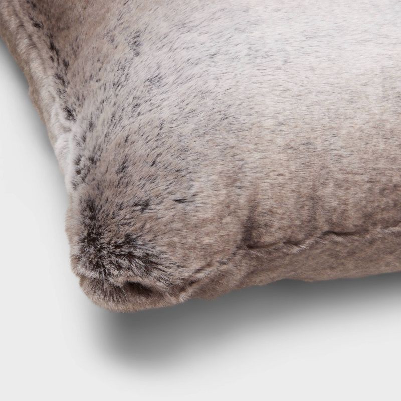 slide 3 of 4, Neutral Faux Fur Throw Pillow - Threshold™, 1 ct