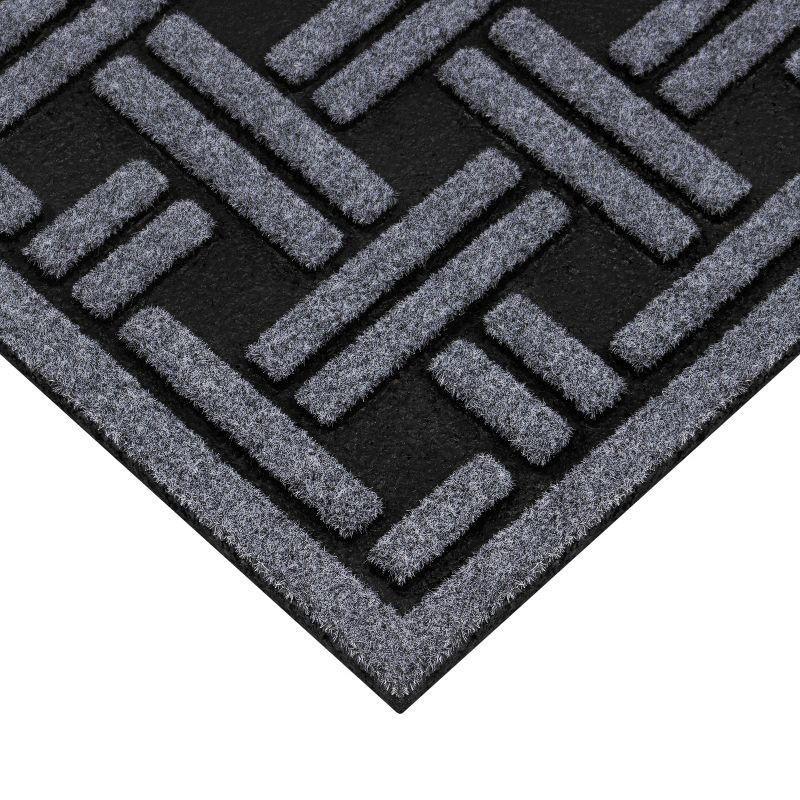 slide 2 of 4, 1'6"x2'6" Woven Rubber All Seasons Scraper Rug Black - Apache Mills: Outdoor Floor Mat, Stain & Fade-Resistant, 1 ct