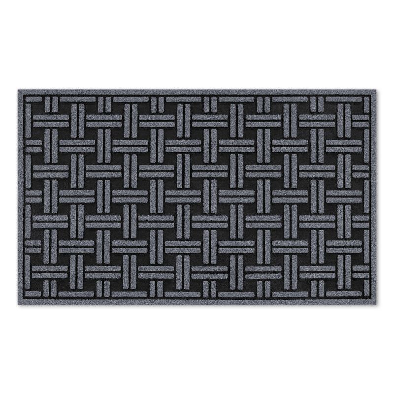 slide 1 of 9, 1'6"x2'6" Woven Rubber All Seasons Scraper Rug Black - Apache Mills: Outdoor Floor Mat, Stain & Fade-Resistant, 1 ct