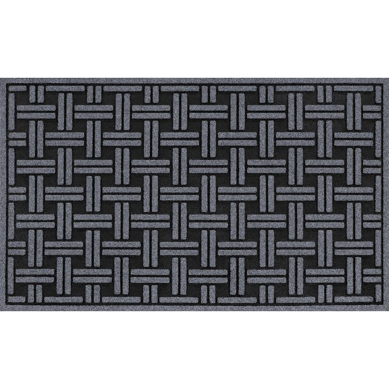slide 1 of 4, 1'6"x2'6" Woven Rubber All Seasons Scraper Rug Black - Apache Mills: Outdoor Floor Mat, Stain & Fade-Resistant, 1 ct
