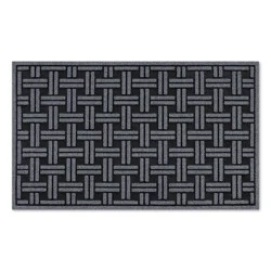 1'6"x2'6" Woven Rubber All Seasons Scraper Rug Black - Apache Mills: Outdoor Floor Mat, Stain & Fade-Resistant