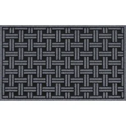 1'6"x2'6" Woven Rubber All Seasons Scraper Rug Black - Apache Mills: Outdoor Floor Mat, Stain & Fade-Resistant
