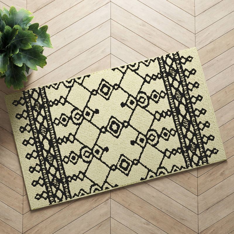 slide 2 of 4, 1'8"x2'10" Washable Lyndon Geometric Rug Black/White - Threshold™: Modern Indoor Accent, Fade & Stain Resistant, 1 ct