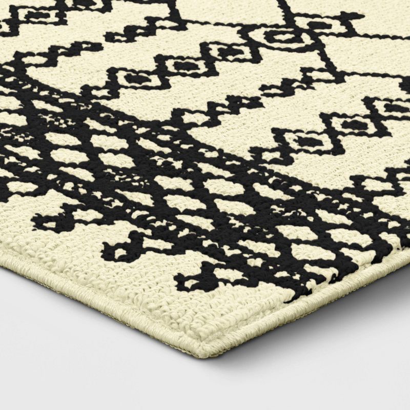 slide 3 of 4, 1'8"x2'10" Washable Lyndon Geometric Rug Black/White - Threshold™: Modern Indoor Accent, Fade & Stain Resistant, 1 ct