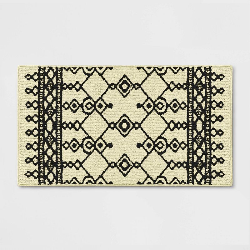 slide 1 of 4, 1'8"x2'10" Washable Lyndon Geometric Rug Black/White - Threshold™: Modern Indoor Accent, Fade & Stain Resistant, 1 ct