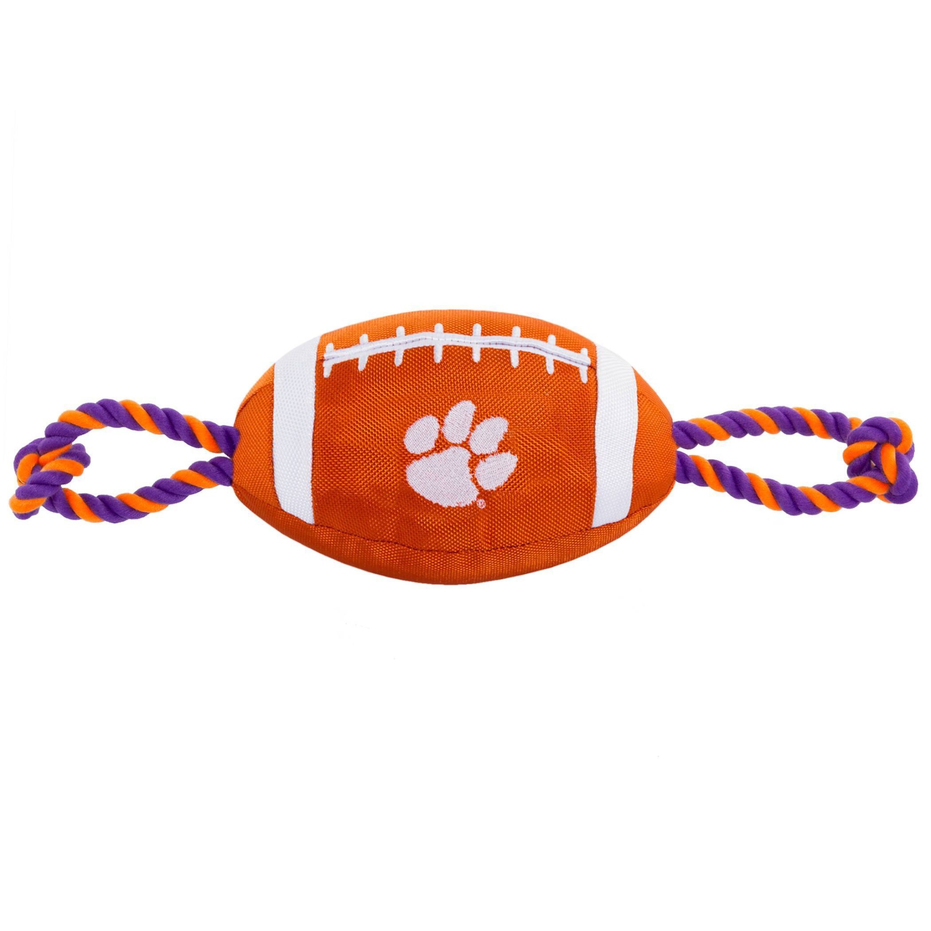 slide 1 of 2, NCAA Clemson Tigers Nylon Football Dog Toy, 1 ct