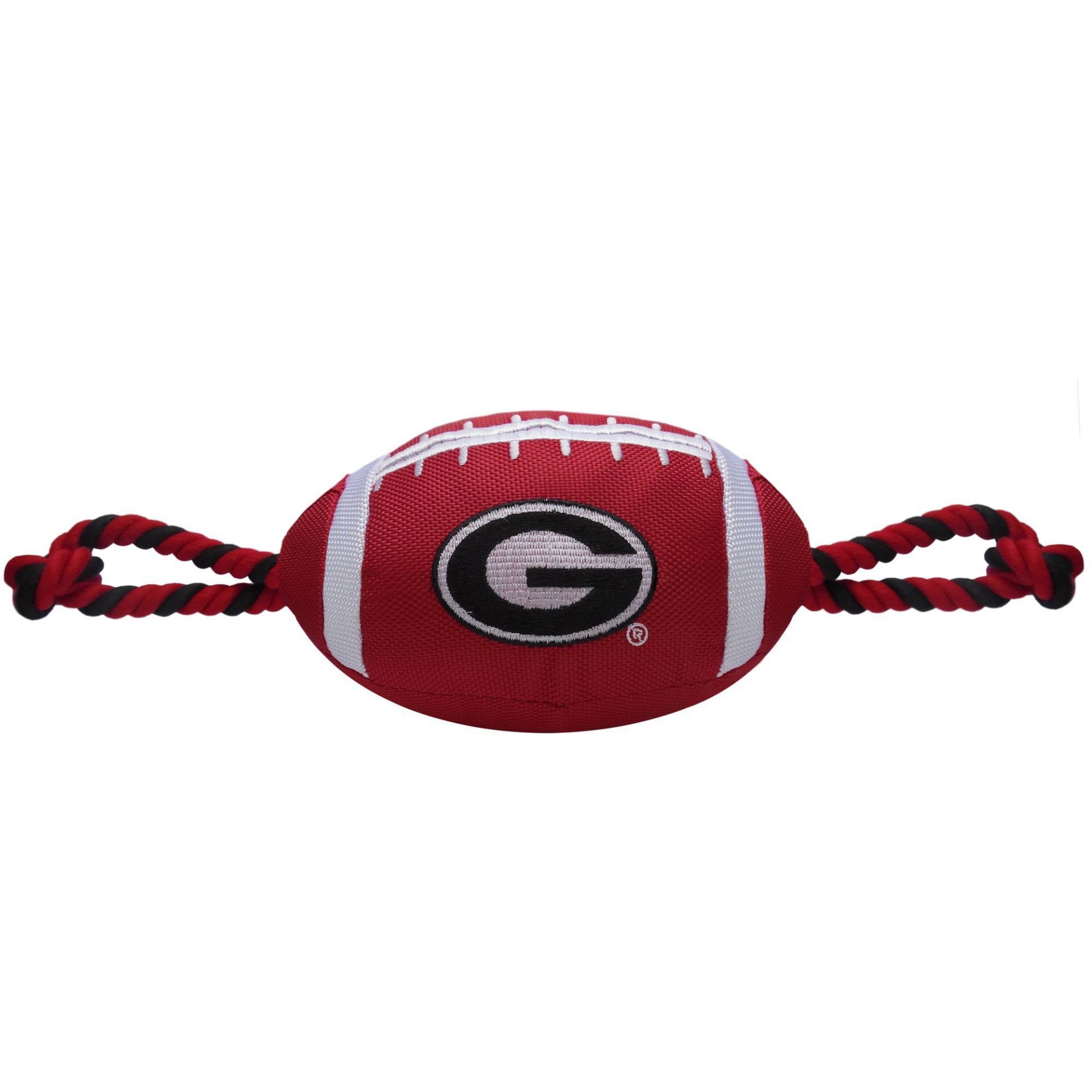 slide 1 of 2, NCAA Georgia Bulldogs Nylon Football Dog Toy, 1 ct