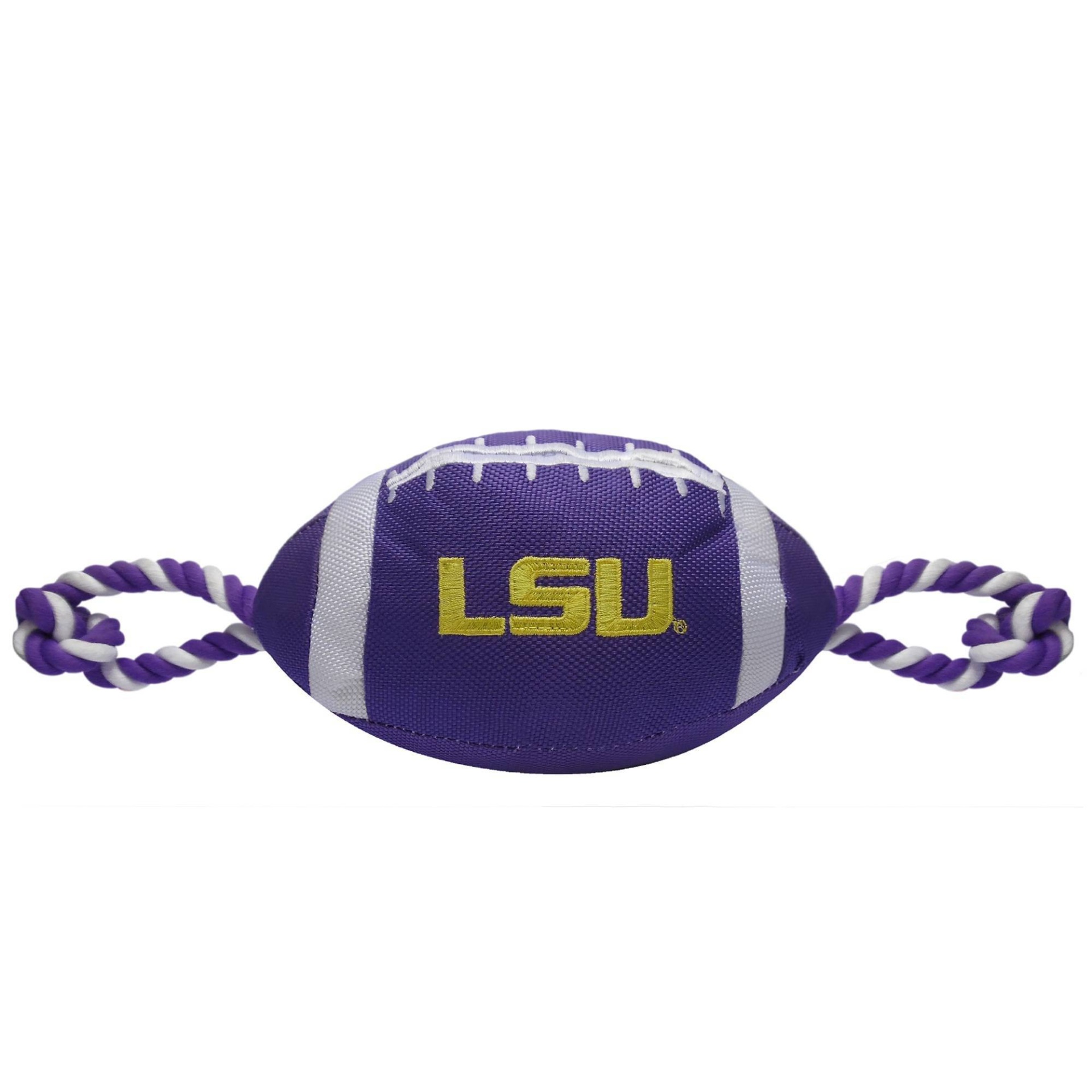 slide 1 of 2, NCAA LSU Tigers Nylon Football Dog Toy, 1 ct