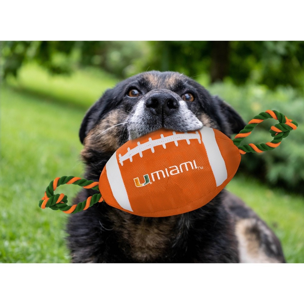 slide 2 of 2, NCAA Miami Hurricanes Nylon Football Dog Toy, 1 ct