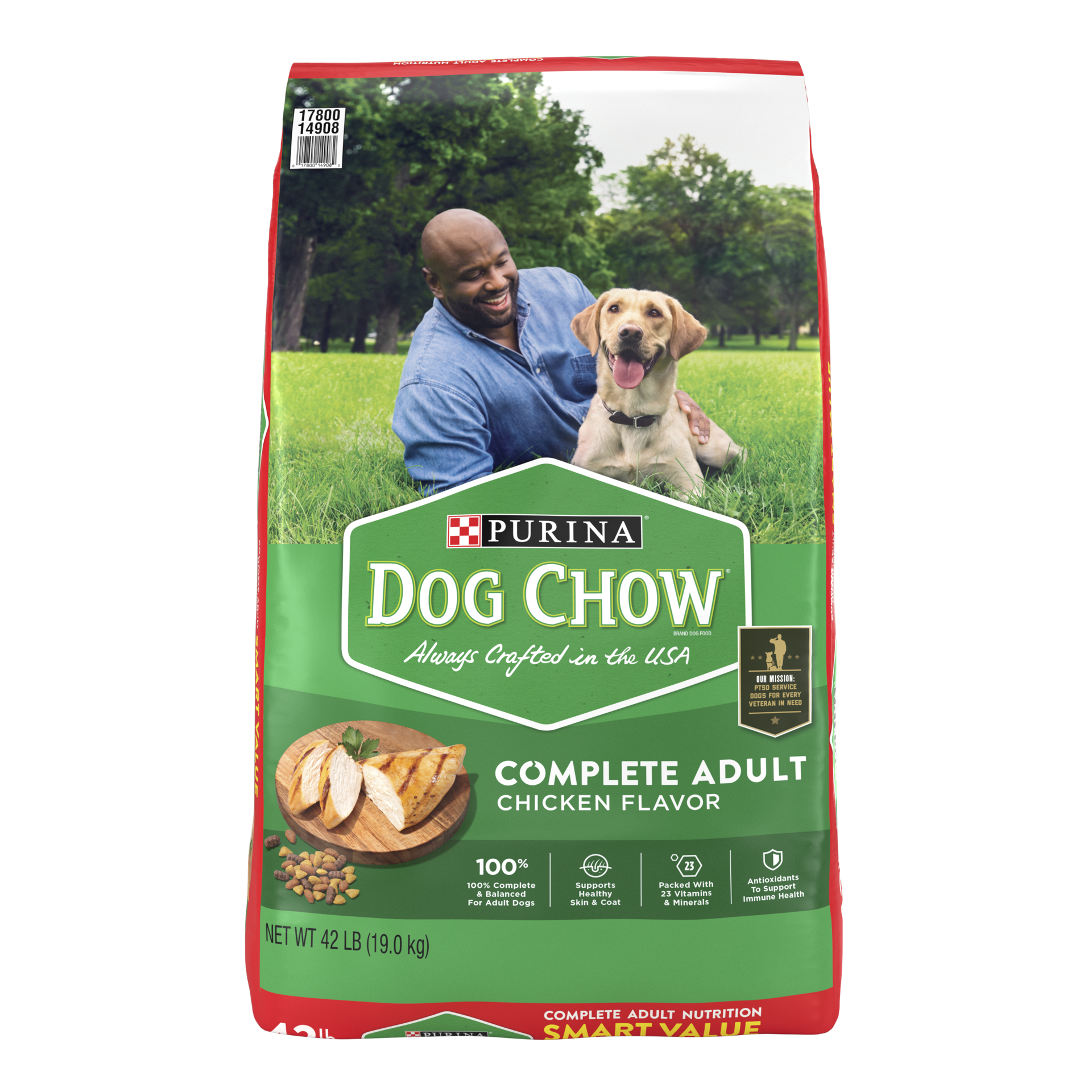 slide 1 of 1, Purina Dog Chow Complete Adult Dry Dog Food Kibble With Chicken Flavor, 42 lb