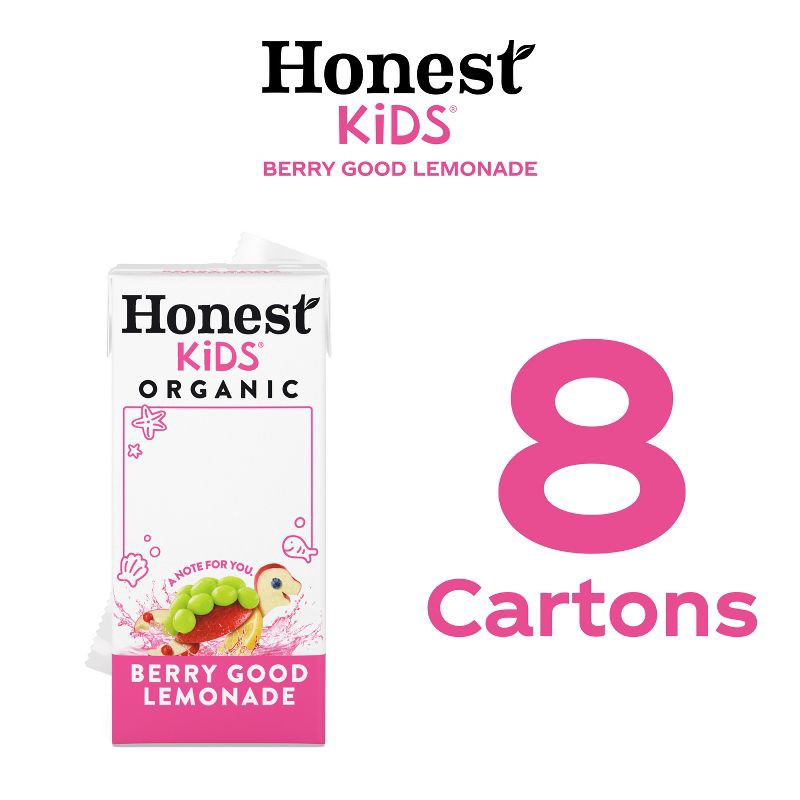slide 3 of 9, Honest Kids Organic Berry Lemonade Juice Drink - 8pk/6 fl oz Boxes, 8 ct; 6 fl oz