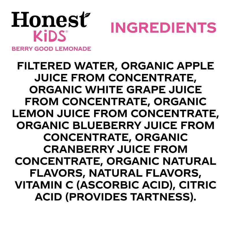 slide 8 of 9, Honest Kids Organic Berry Lemonade Juice Drink - 8pk/6 fl oz Boxes, 8 ct; 6 fl oz