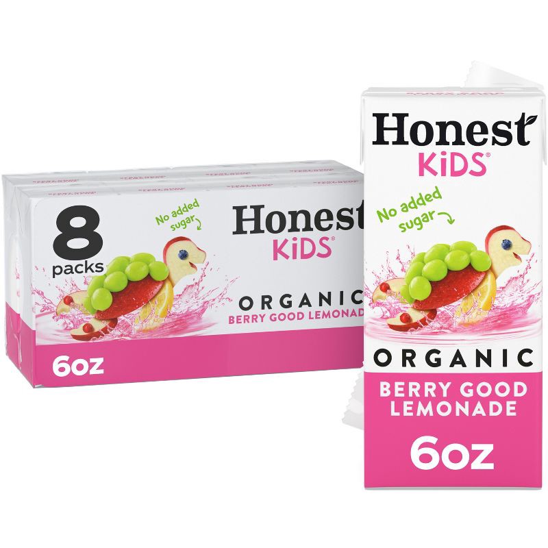 slide 1 of 9, Honest Kids Organic Berry Lemonade Juice Drink - 8pk/6 fl oz Boxes, 8 ct; 6 fl oz