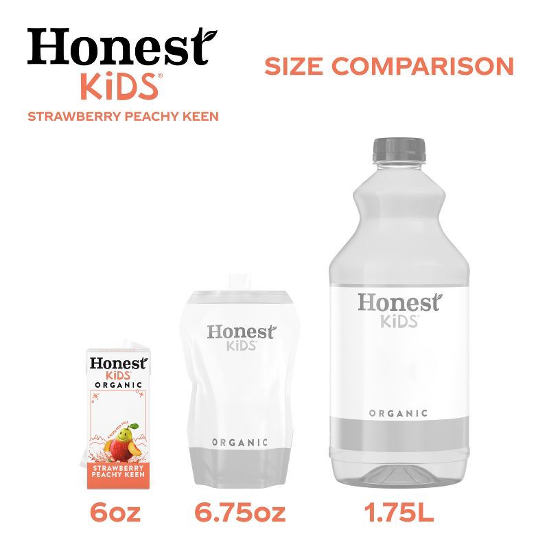 slide 3 of 10, Honest Kids Organic Strawberry Peach Keen Juice Drink - 8pk/6 fl oz Boxes, 8 ct; 6 fl oz