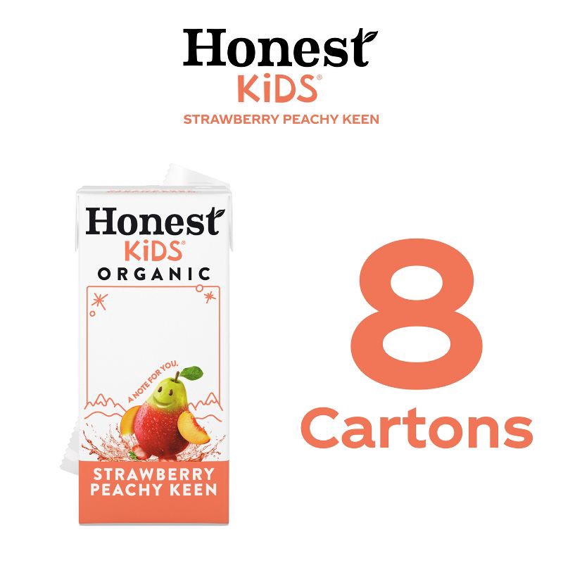 slide 4 of 10, Honest Kids Organic Strawberry Peach Keen Juice Drink - 8pk/6 fl oz Boxes, 8 ct; 6 fl oz