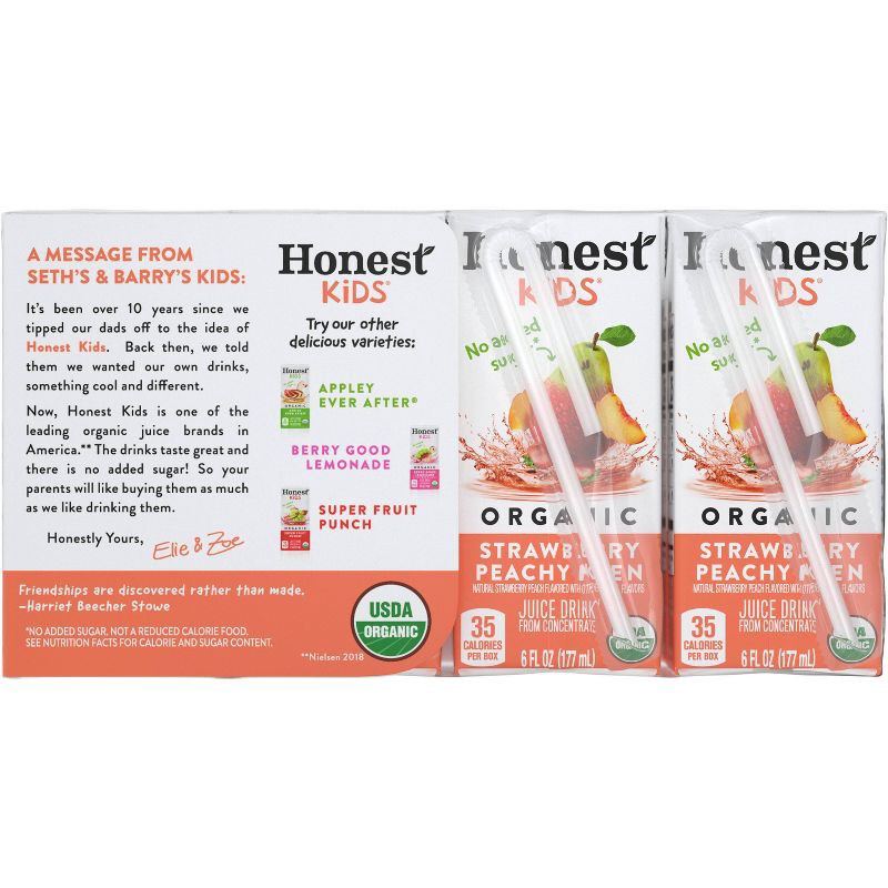 slide 5 of 6, Honest Kids Organic Strawberry Peach Keen Juice Drink - 8pk/6 fl oz Boxes, 8 ct; 6 fl oz