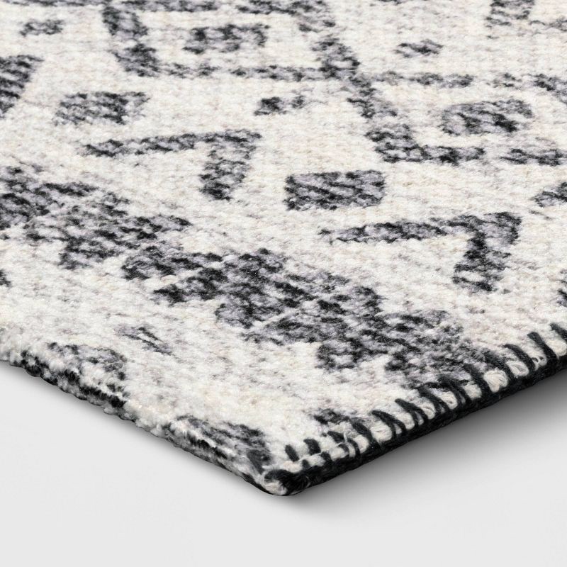 slide 3 of 4, 2'4"x7' Washable Luna Aztec Diamond Printed Runner Rug Black - Threshold™: Indoor Entryway Carpet, Skid-Resistant, 1 ct