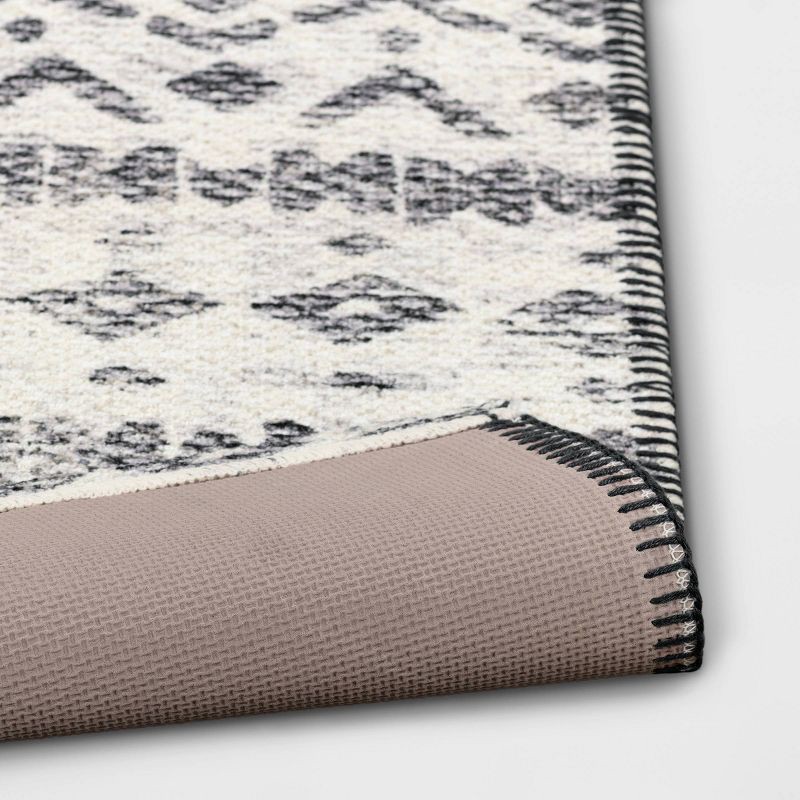slide 4 of 4, 2'4"x7' Washable Luna Aztec Diamond Printed Runner Rug Black - Threshold™: Indoor Entryway Carpet, Skid-Resistant, 1 ct