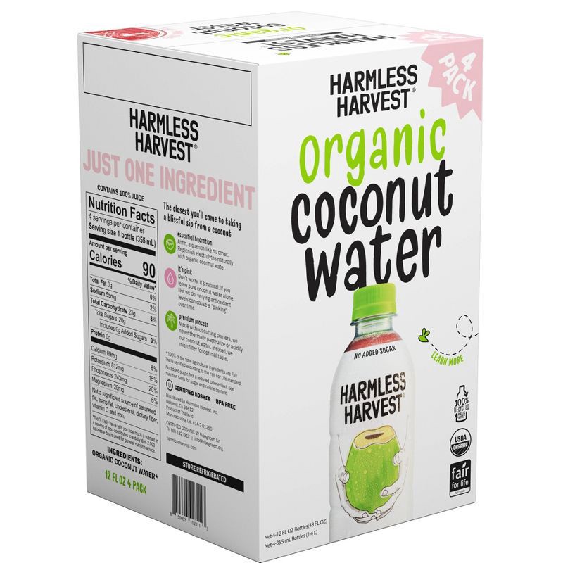 slide 2 of 4, Harmless Harvest Organic Coconut Water - 4ct/12 fl oz, 4 ct; 12 fl oz
