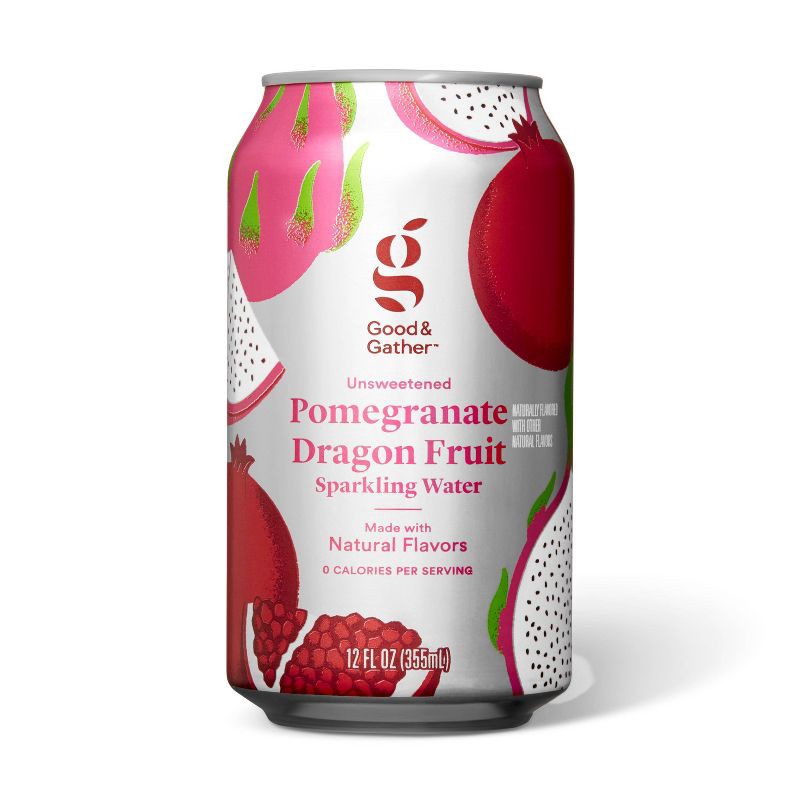 slide 3 of 3, Pomegranate Dragon Fruit Sparkling Water - 8pk/12 fl oz Cans - Good & Gather™, 8 ct; 12 fl oz