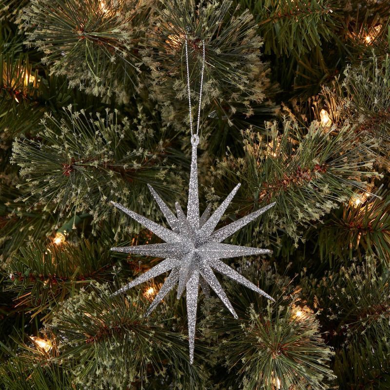 slide 2 of 5, Plastic Spike Starburst Christmas Tree Ornament Silver - Wondershop™: Indoor, 6" Height, 1 ct