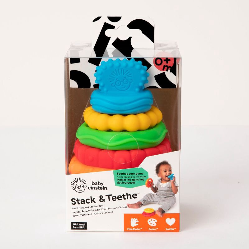 slide 12 of 12, Baby Einstein Stack & Teethe Multi-Textured Teether Toy, 1 ct
