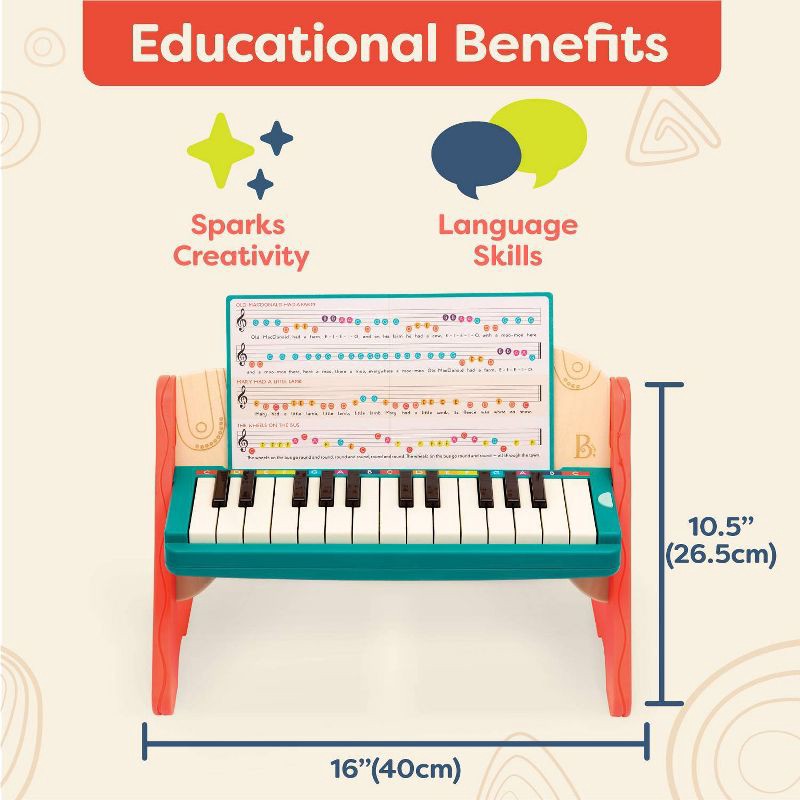 slide 2 of 5, B. toys Wooden Toy Piano - Mini Maestro, 1 ct