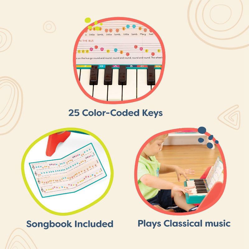 slide 3 of 5, B. toys Wooden Toy Piano - Mini Maestro, 1 ct