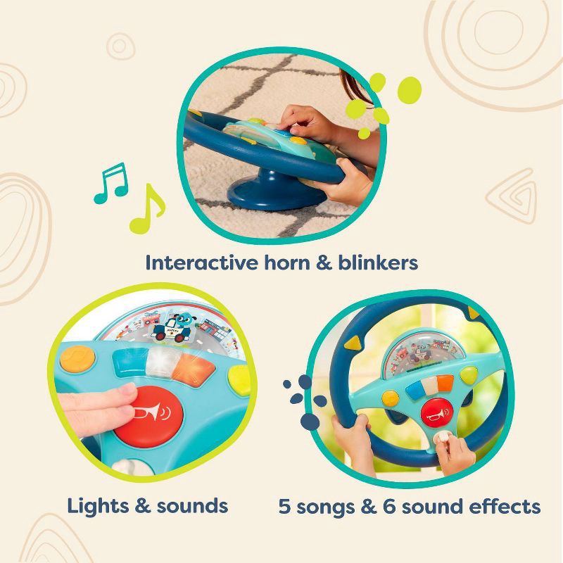 slide 3 of 9, B. Toys Toy Steering Wheel - Woofer's Musical Driving Wheel, 1 ct